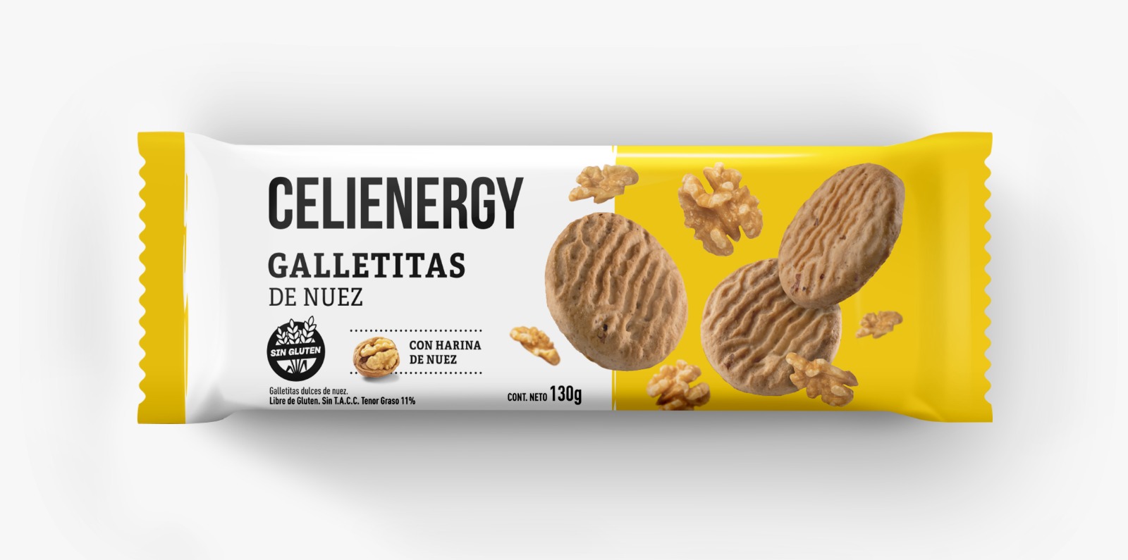CELIENERGY SIN GLUTEN GALLETITAS NUEZ 130 G - Caja x 15u