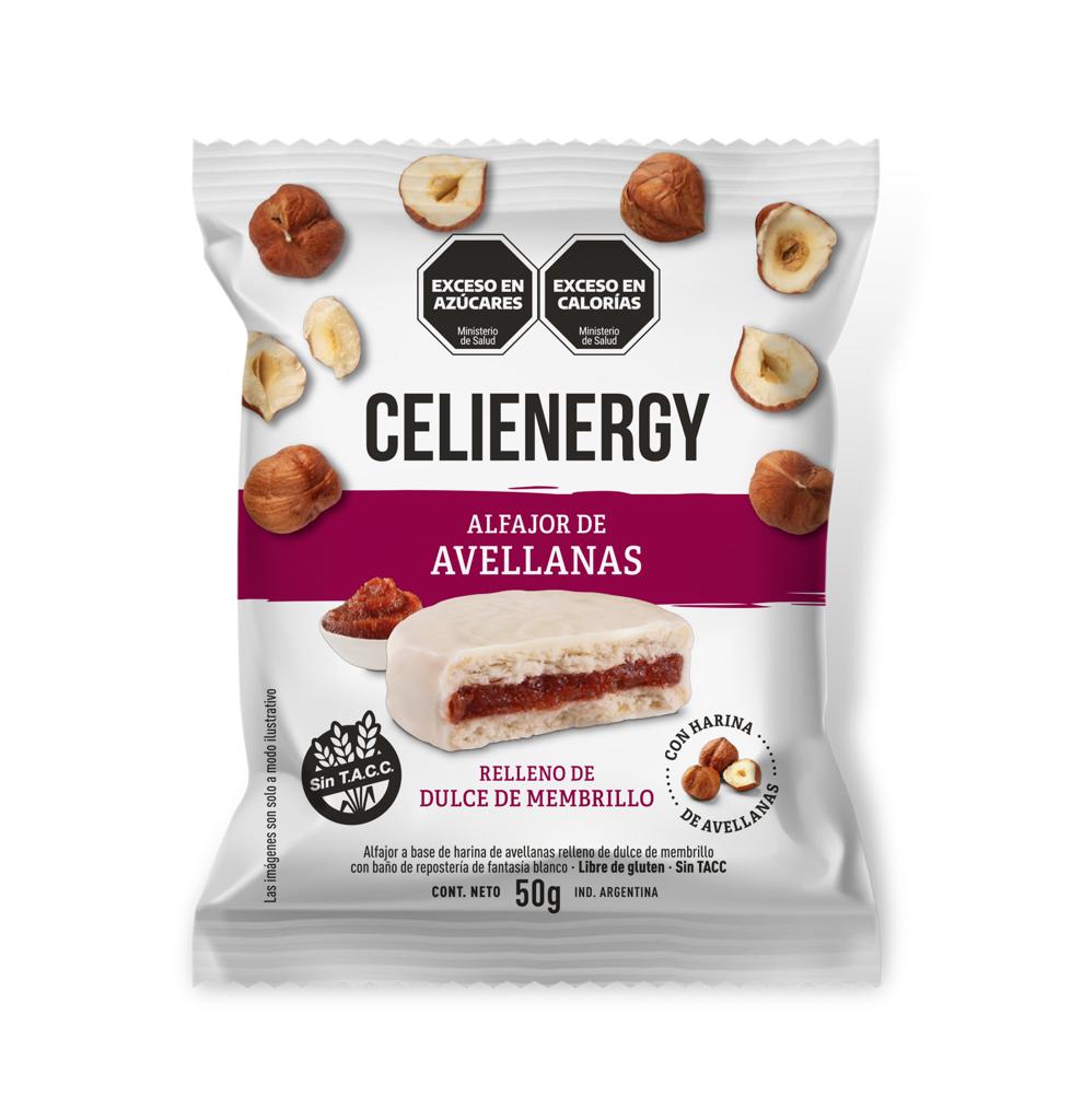 CELIENERGY SIN GLUTEN ALFAJOR AVELLANA BLANCO Display x 12u - CM 20