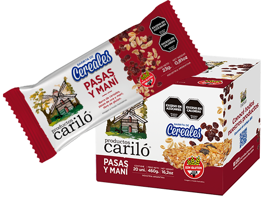 CARILO SIN GLUTEN BARRA PASAS MANI  DX20 UDS CM 6 UDS