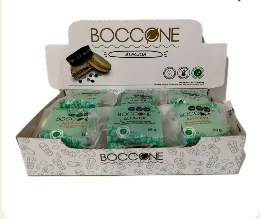 BOCCONE 100% VEGETAL ALFAJOR DE MAICENA SURTIDOS Disp x 12u - CM x 9 Disp